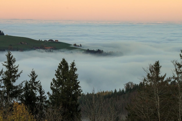 Photo vue panoramique de la mer contre le ciel au coucher du soleil