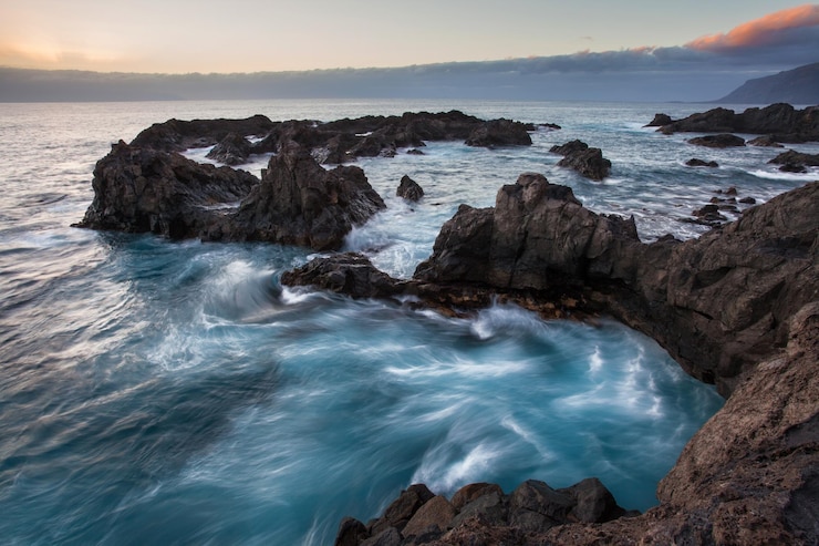 Photo vue panoramique de la mer contre le ciel au coucher du soleil