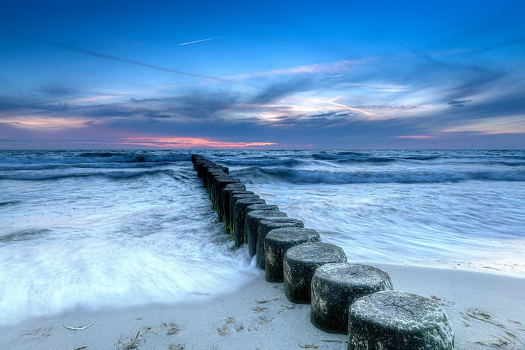 Photo vue panoramique de la mer contre le ciel au coucher du soleil