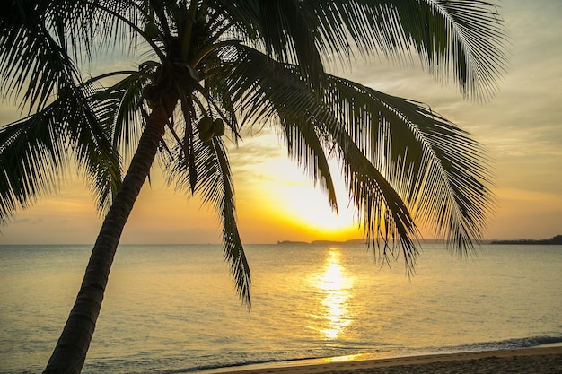 Vue panoramique de la mer contre un ciel nuageux au coucher du soleil