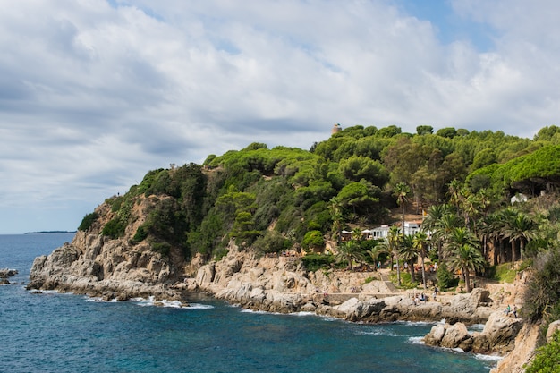 Vue panoramique sur la mer et l'île.