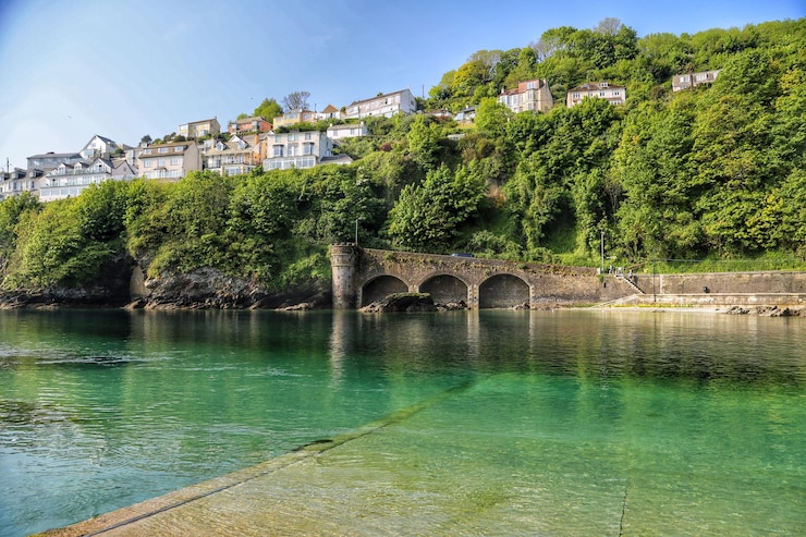 Photo vue panoramique de la mer à looe
