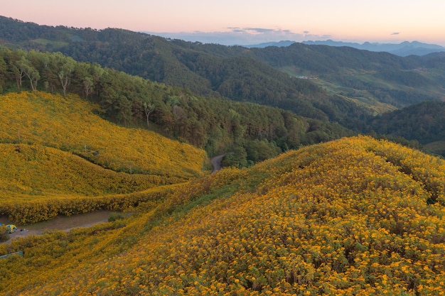 Vue panoramique des montagnes contre le ciel en automne