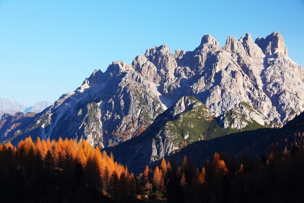 Photo vue panoramique des montagnes enneigées contre un ciel dégagé