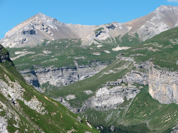 Photo vue panoramique des montagnes enneigées contre le ciel