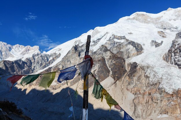 Vue panoramique sur les montagnes, région de Kanchenjunga, Himalaya, Népal.