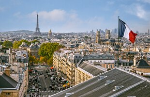Photo vue panoramique de paris du haut du panthéon à paris, france
