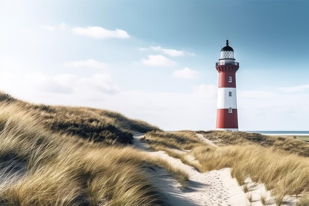 Photo vue panoramique d'un phare situé sur la côte ai