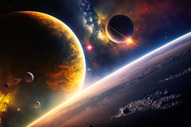 Vue panoramique des planètes du système solaire lointain dans les éléments spatiaux de cette image fournie par la NASA