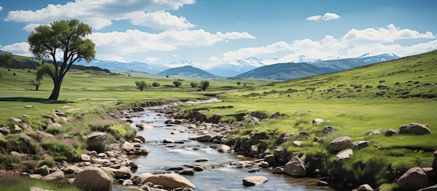 Vue panoramique sur une rivière de montagne dans la République de l'Altaï