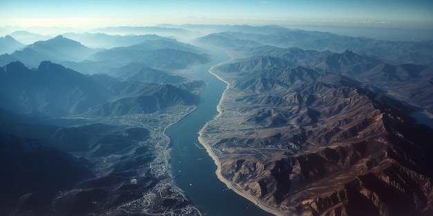 vue panoramique d'une rivière qui traverse une vallée dans les montagnes