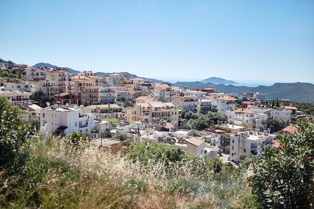 Photo vue panoramique de santorin grèce