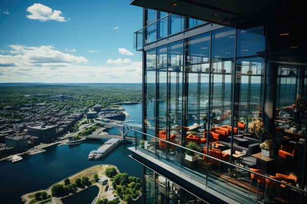 Photo vue panoramique spectaculaire de boston depuis skywalk générative ia