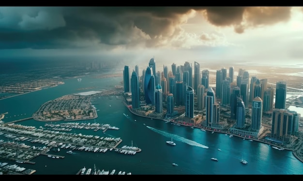 Vue panoramique spectaculaire de Dubaï orage Dubaï est une ville super moderne de la mégalopole cosmopolite des Émirats Arabes Unis