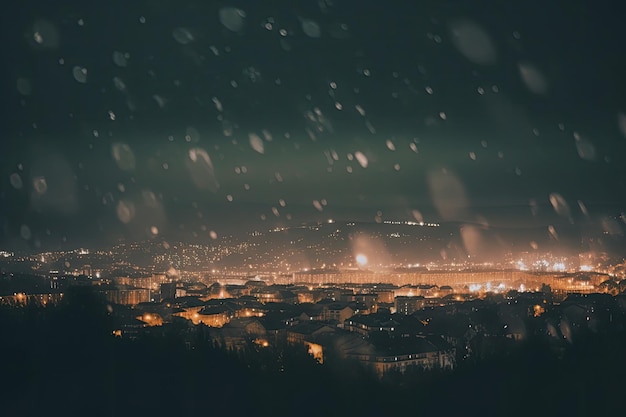 Vue panoramique sur les toits de la ville la nuit