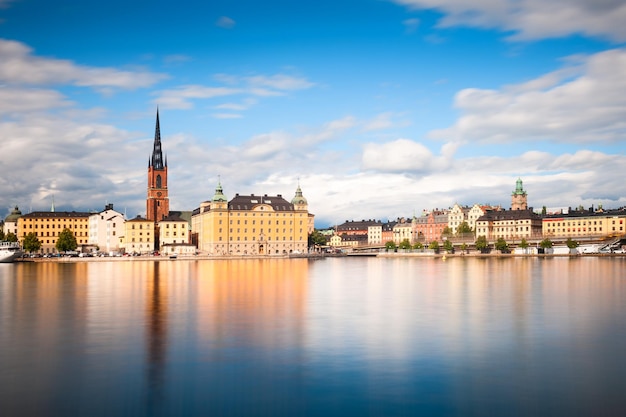 Vue panoramique sur la vieille ville de Stockholm, en Suède. Prise de vue longue exposition