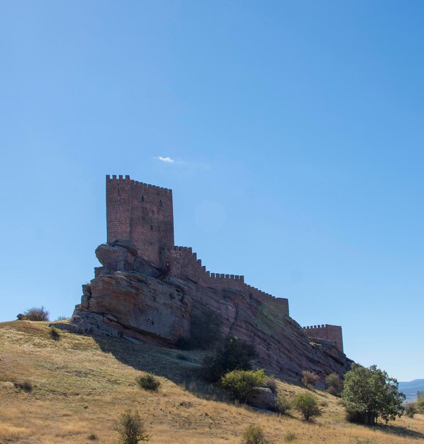 Vue panoramique sur le vieux château sur un champ