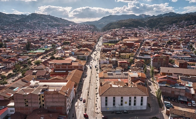Vue panoramique de la ville de Cusco Pérou Vue grand angle de Cusco