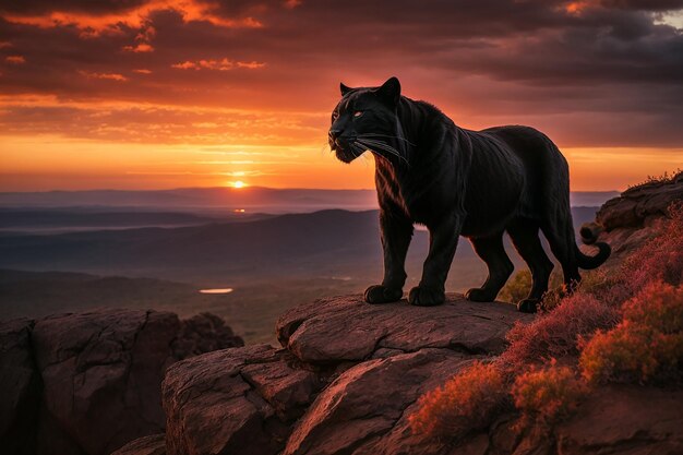 vue de la panthère noire dans la nature