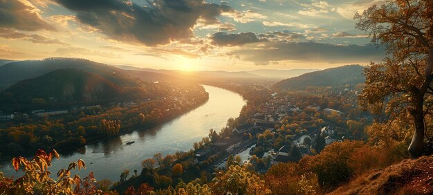 Vue sur le paysage idyllique près de Heidelberg