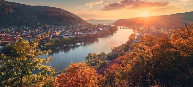 Vue sur le paysage idyllique près de Heidelberg