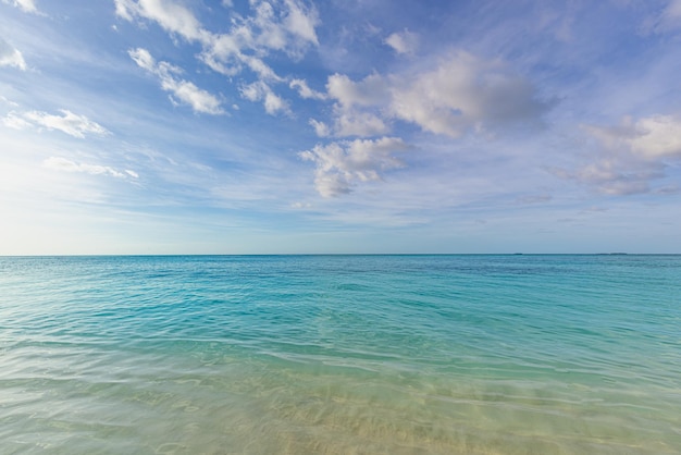 Vue sur le paysage naturel de la belle mer de plage tropicale en journée ensoleillée. Paysage marin d'été belles vagues