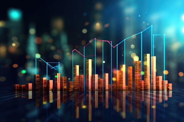 Vue en perspective de l'illustration de la croissance du marché boursier générative ai