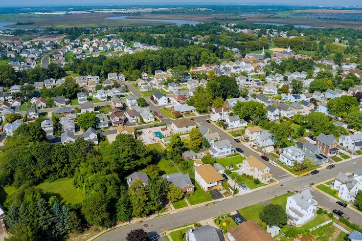 Photo vue de la petite ville américaine de province à sayreville new jersey usa