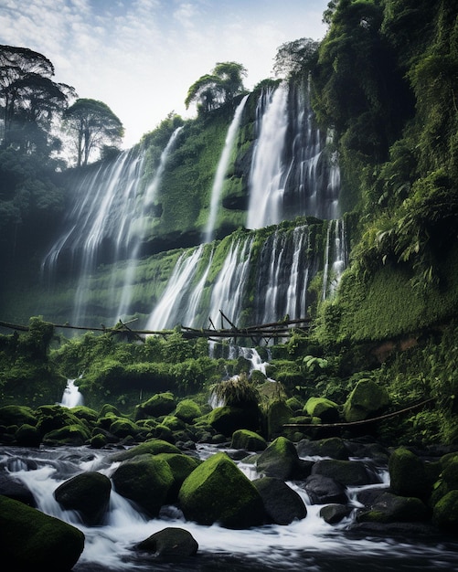 Vue photo de la cascade à Java en Indonésie