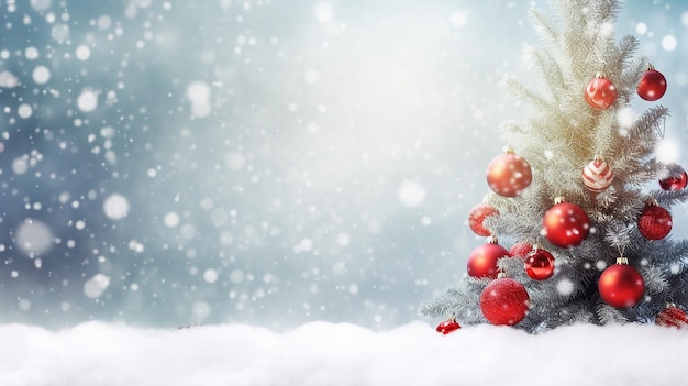 Vue photo d'un paysage de montagnes enneigées et de sapins avec fond de mystère de Noël