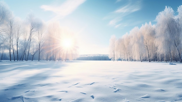 Vue photo d'un paysage de montagnes enneigées et de sapins avec fond de mystère de Noël