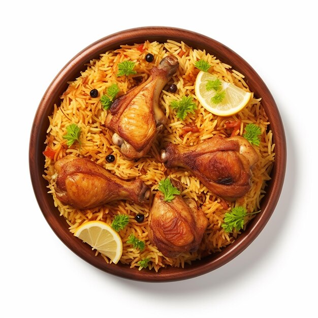 Vue photo de savoureux et délicieux biriyani indien