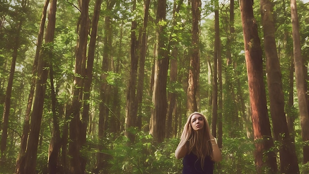 Vue d'un photographe avec des caméras dans les arbres image de qualité HD