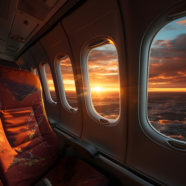 Vue de la pièce de l'avion vue de la fenêtre de l'aviation générative ai