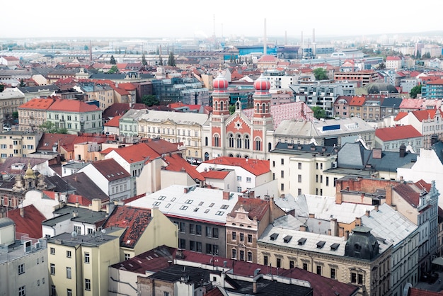 Vue de Pilsen, République tchèque avec la Grande Synagogue.