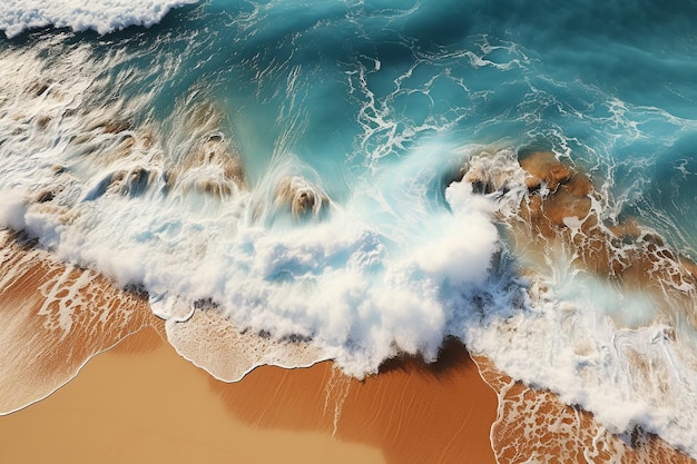 Vue sur la plage depuis un drone aérien