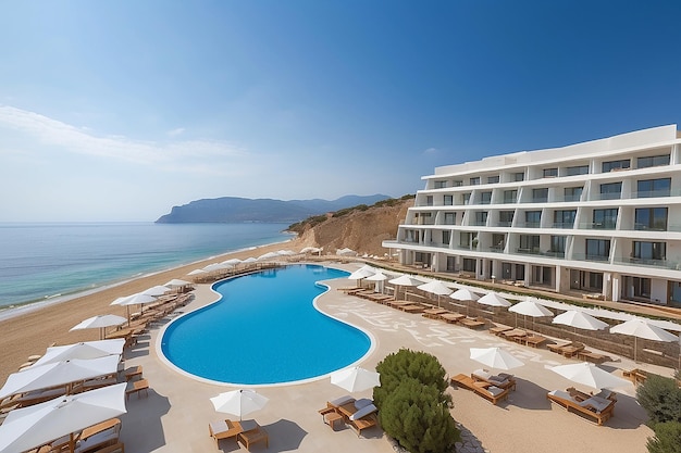 Vue sur la plage de l'hôtel de luxe moderne