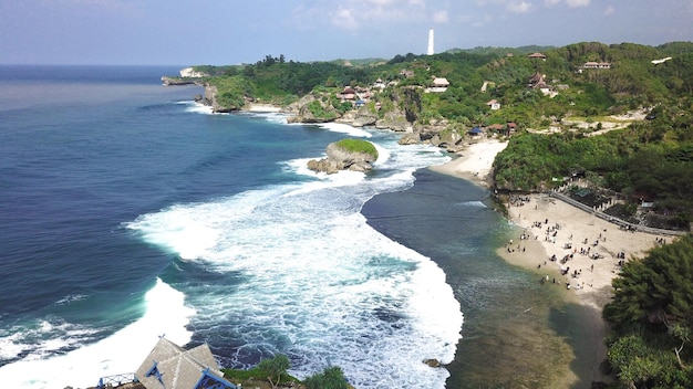 Vue de la plage vue d'en haut photo drone