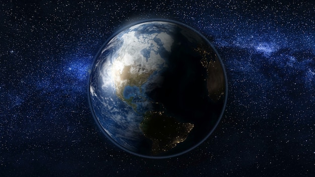 Vue de la planète Terre et ciel étoilé