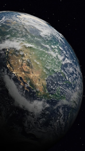 Vue de la planète terre en orbite depuis l'espace avec un accent sur le continent nord-américain