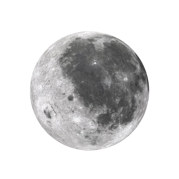 Vue de la pleine grande super lune depuis l'espace sur un fond blanc. Éléments de cette image fournis par la NASA. Rendu 3D