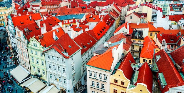 Vue de Prague d'en haut. La vue depuis la tour.