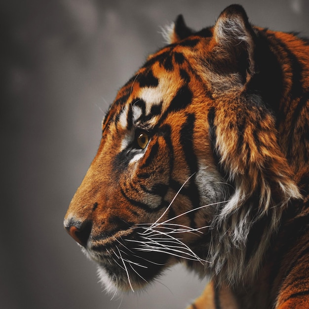 Vue de profil du tigre au zoo