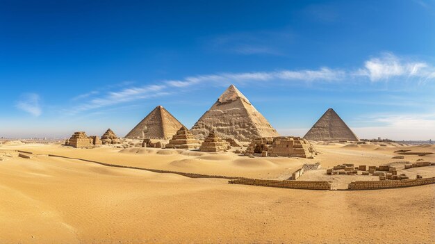 Photo vue des pyramides de gizeh en égypte