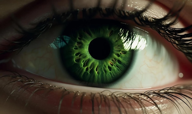 Photo vue rapprochée 4k ultra réaliste yeux d'homme vert