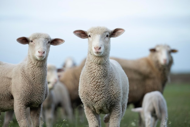 Vue rapprochée d'un agneau debout à la ferme