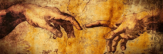 Vue rapprochée d'une ancienne peinture de mains