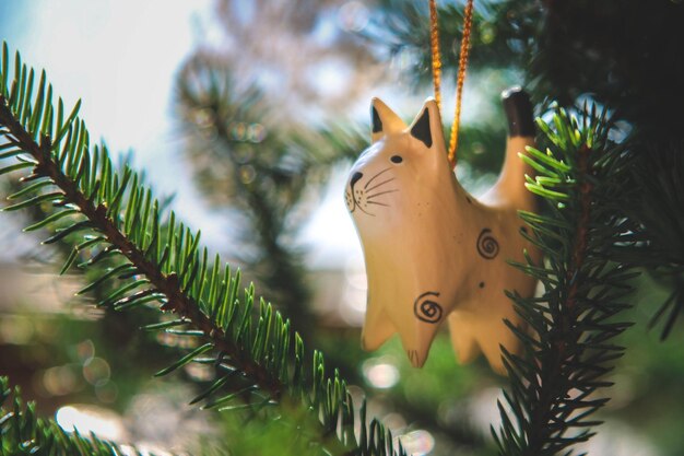 Photo vue rapprochée de l'arbre de noël avec des plantes