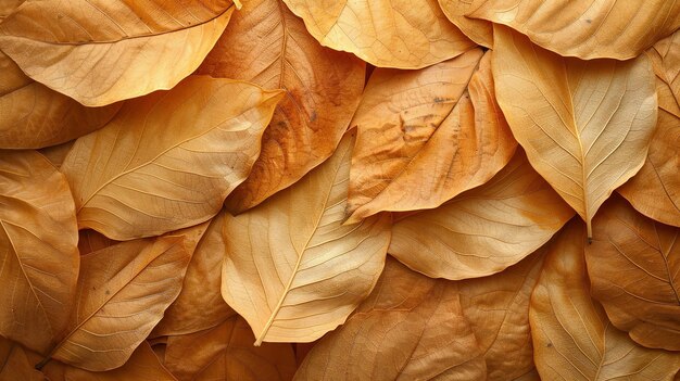 Une vue rapprochée de l'arrière-plan textural et de la structure des fibres des feuilles sèches et de l'espace