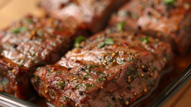 Vue rapprochée d'une assiette avec de la viande servie accompagnée d'une fourchette